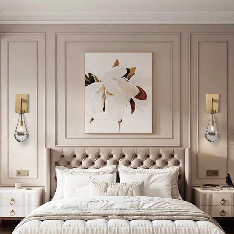 17 Stories Raindrop Thick Crystal Arm Wall Sconce (Set of 2)