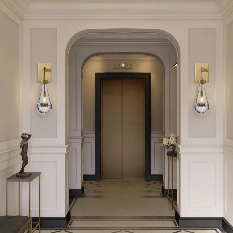 17 Stories Raindrop Thick Crystal Arm Wall Sconce (Set of 2)