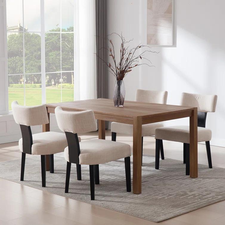 Inelda Mid Century Upholstered Dining Chairs Side Chairs Farmhouse Faux Leather Dining Chair with Wood Legs