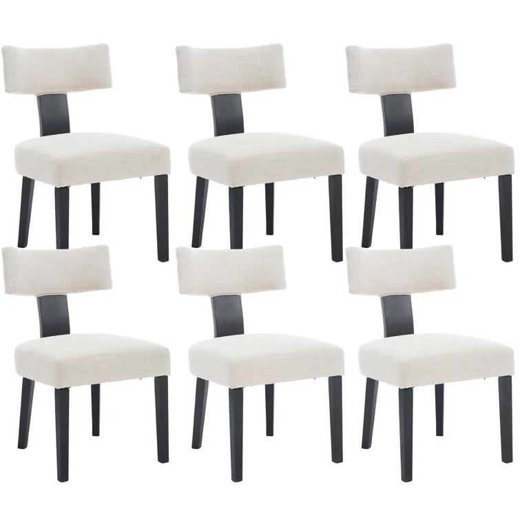 Mid Century Upholstered Side Chairs Farmhouse Dining Chairs With Wood Legs