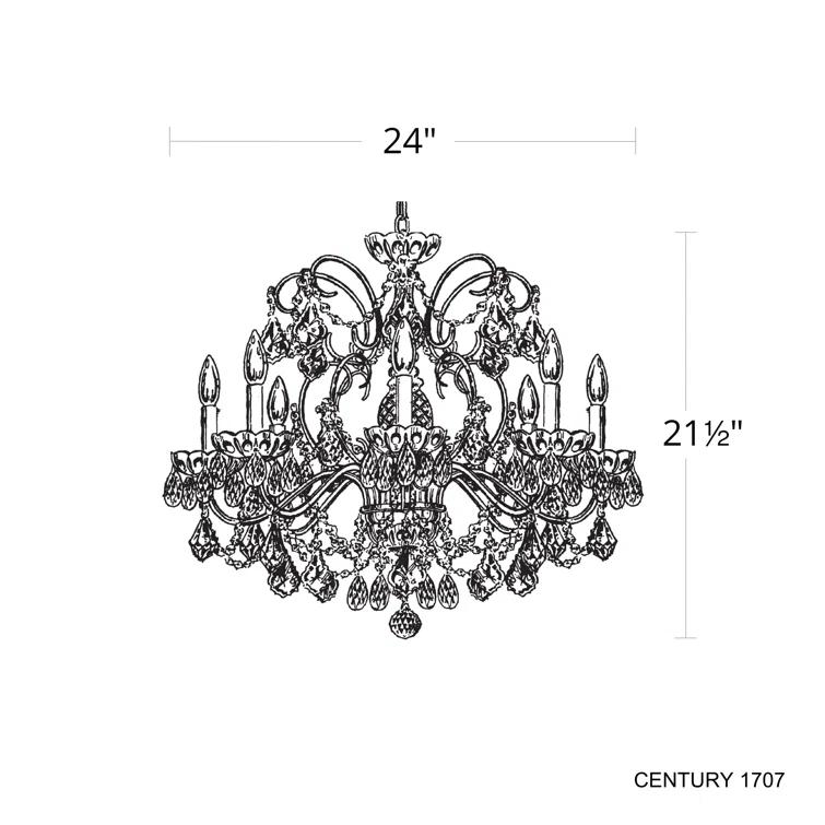 Century 8 - Light Glass Tiered Chandelier
