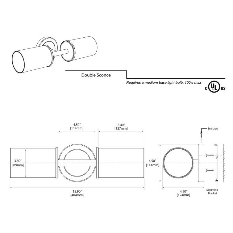 Latitude II 2 - Light Wall Sconce | Vanity Light, Mount Horizontally or Vertically