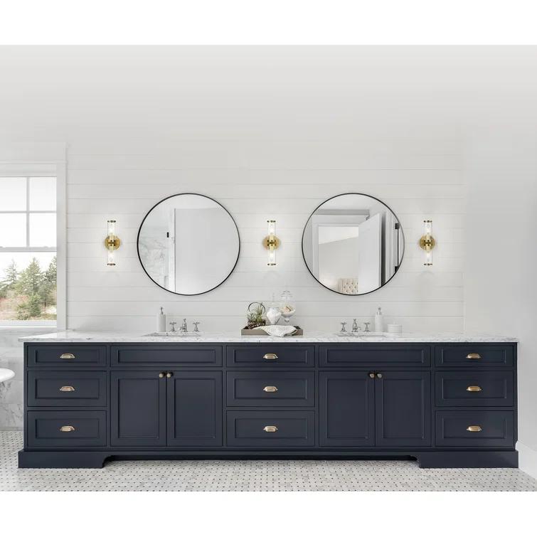 Natural Brass and Clear Glass Cylinder Wall Sconce