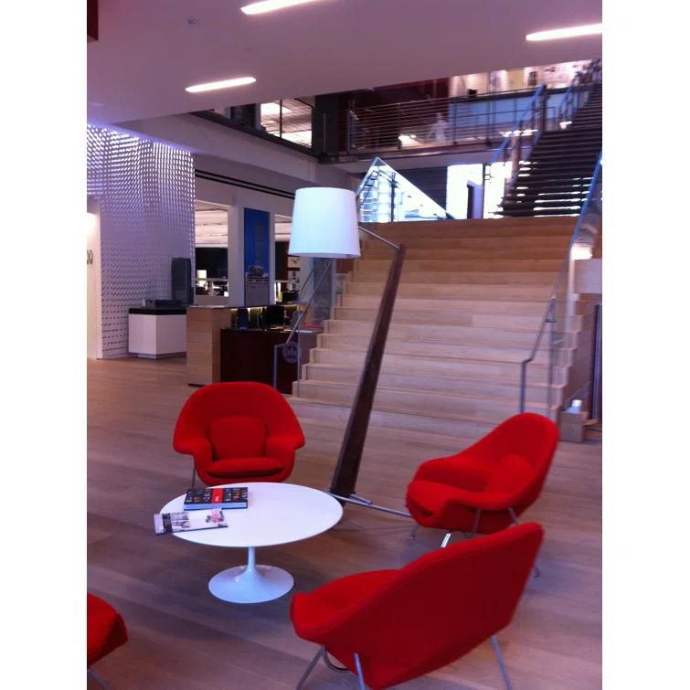 Silva Dark Stained Walnut Floor Lamp with Linen Shade