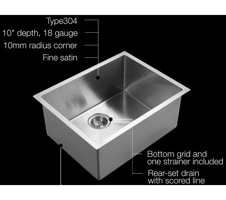 Savoir 23'' L Undermount Single Bowl Stainless Steel Kitchen Sink