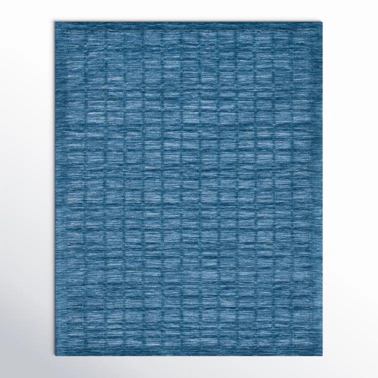 Caris Geometric Hand Loomed Area Rug in Blue