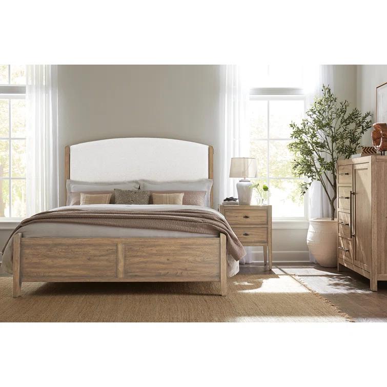 Beige Solid Wood Transitional 2-Drawer Nightstand