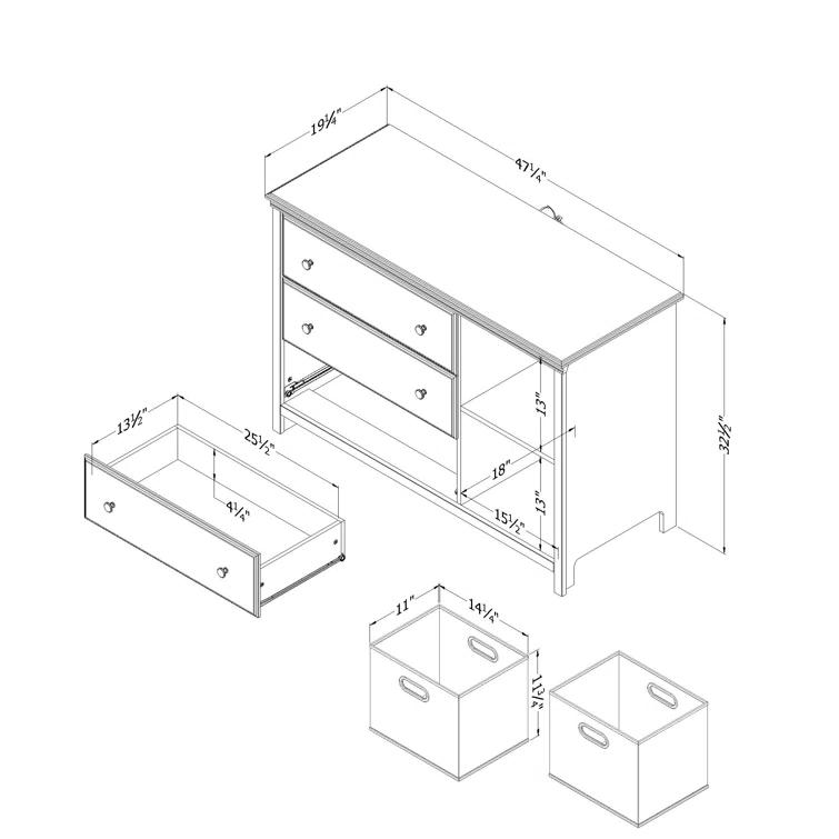 Cotton Candy 3-Drawer Dresser with Storage Baskets