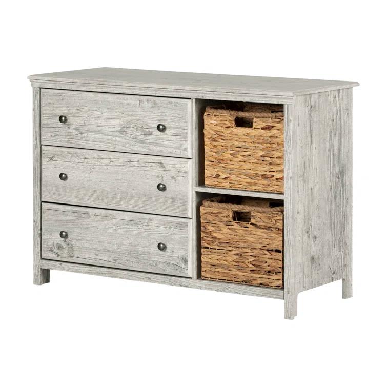 Cotton Candy 3-Drawer Dresser with Storage Baskets