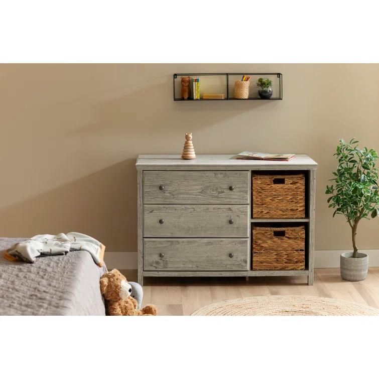 Cotton Candy 3-Drawer Dresser with Storage Baskets
