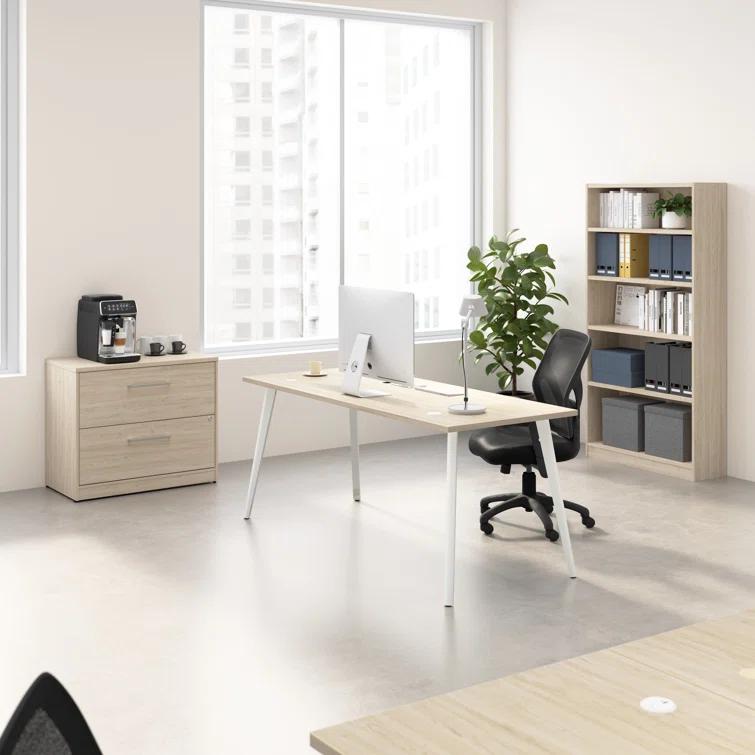 Bush Business Furniture Vista 72W Desk With Splayed Metal Legs, Lateral File Cabinet, And Bookcase