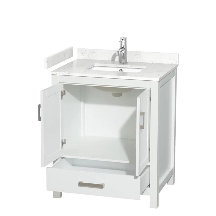 Wyndham Collection Sheffield 30" Freestanding Single Bathroom Vanity with Cultured Marble Top