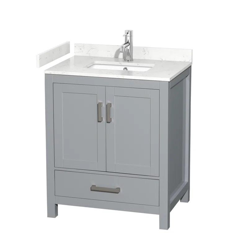 Wyndham Collection Sheffield 30" Freestanding Single Bathroom Vanity with Cultured Marble Top