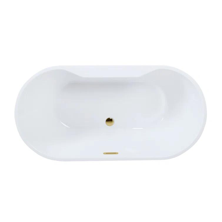 Kingston Brass Aqua Eden 67-Inch Acrylic Oval Double Ended Freestanding Tub With Drain