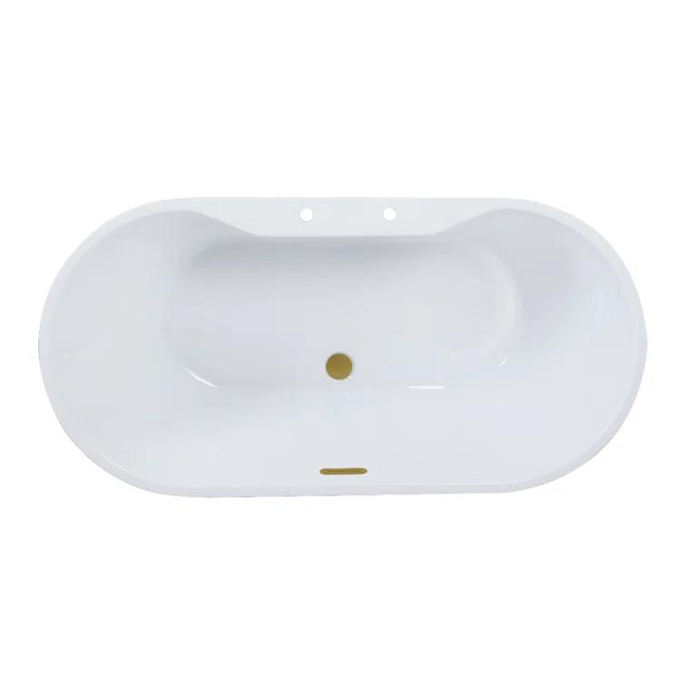 Kingston Brass Aqua Eden 51-Inch Acrylic Oval Double Ended Freestanding Tub With Drain