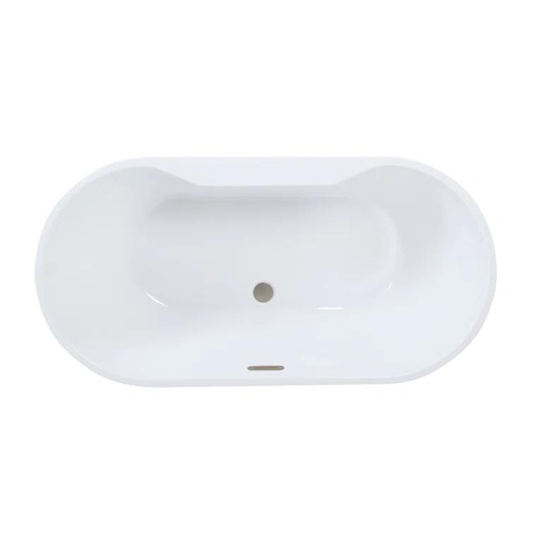 Kingston Brass Aqua Eden 67-Inch Acrylic Oval Double Ended Freestanding Tub With Drain