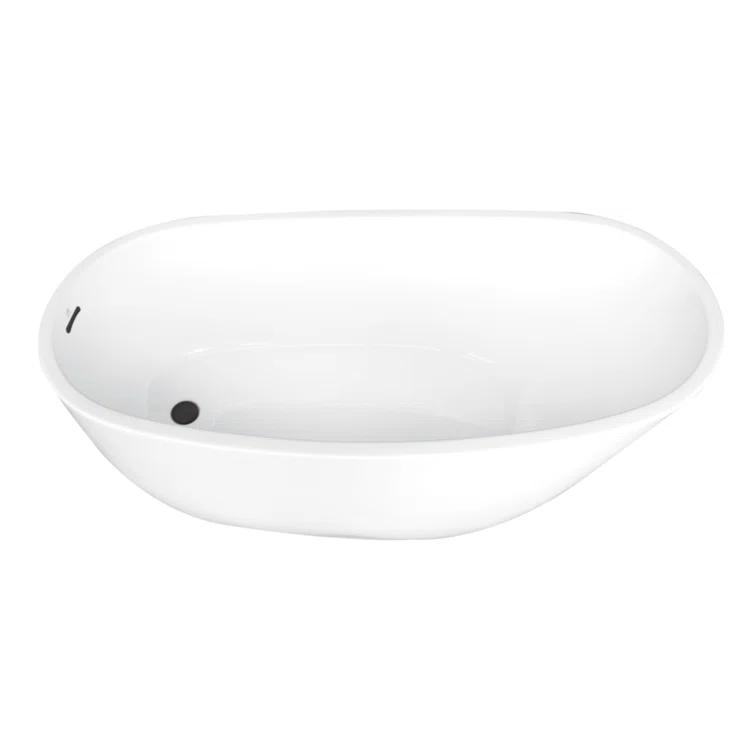 Kingston Brass Aqua Eden 68-Inch Acrylic Oval Single Slipper Freestanding Tub with Drain