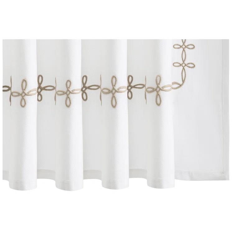 Truffle Embroidered Cotton Shower Curtain with Grecian Knot Design