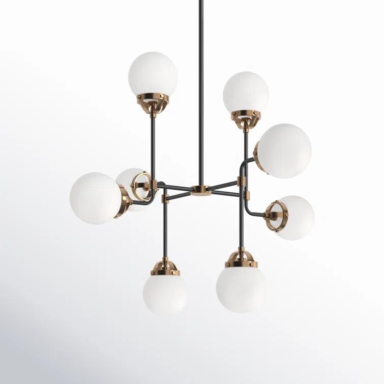 Generation Lighting Cafe 8 -Light Satin Brass Modern/contemporary For Use in Dining Rooms, Foyers, Kitchens, Chandelier