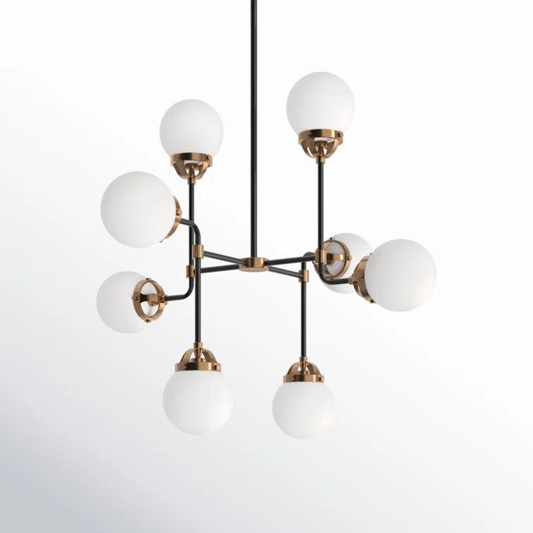 Generation Lighting Cafe 8 -Light Satin Brass Modern/contemporary For Use in Dining Rooms, Foyers, Kitchens, Chandelier