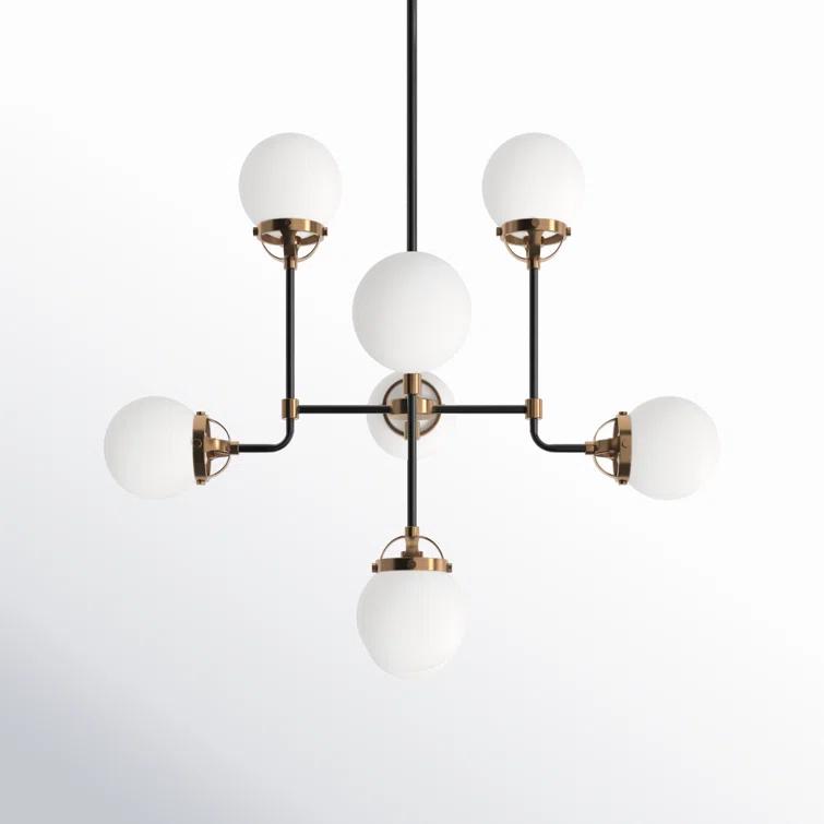 Generation Lighting Cafe 8 -Light Satin Brass Modern/contemporary For Use in Dining Rooms, Foyers, Kitchens, Chandelier
