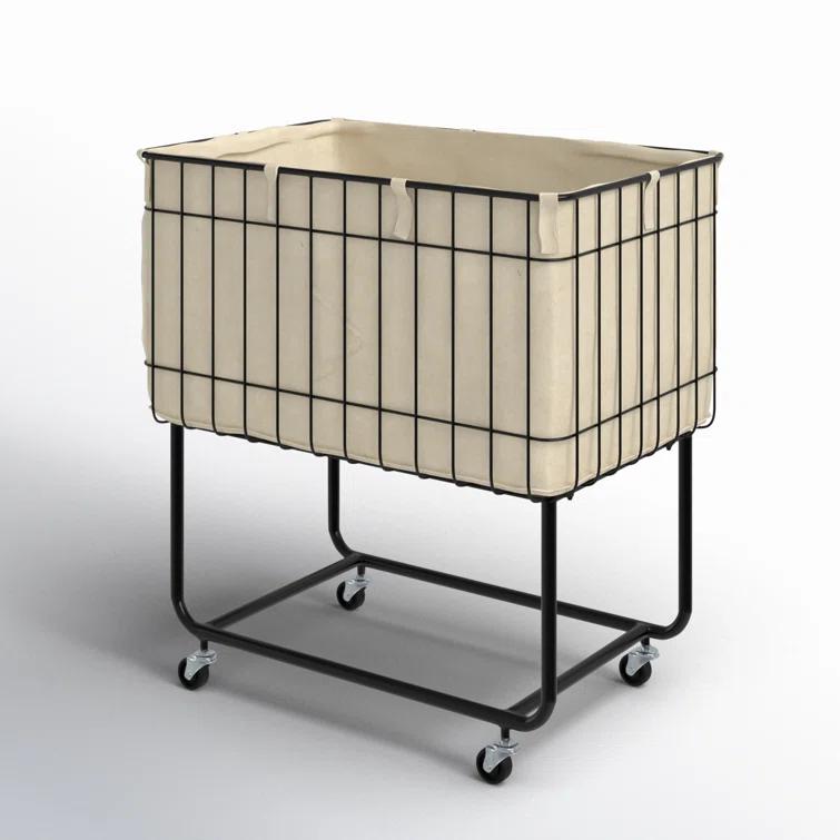 Joss & Main Metal Deep Set Wire Basket Storage Cart with Wheels and Fabric Lining & Reviews | Joss & Main