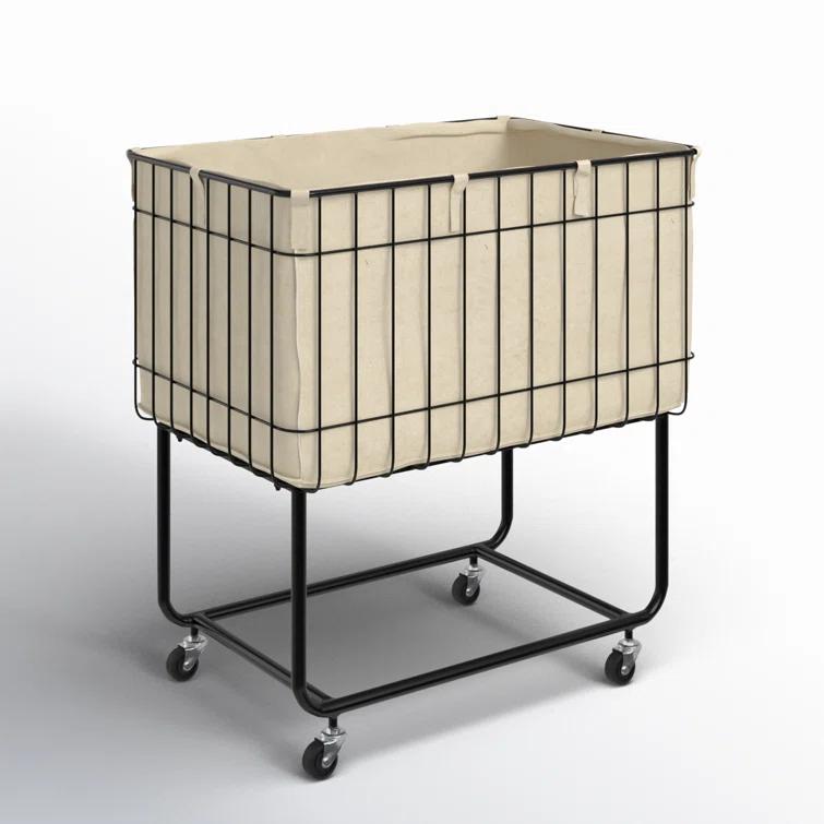 Joss & Main Metal Deep Set Wire Basket Storage Cart with Wheels and Fabric Lining & Reviews | Joss & Main