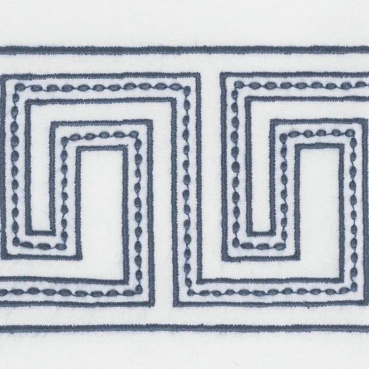 Indigo and White Linen Greek Key Shower Curtain