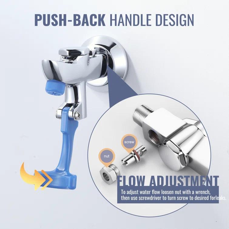 ARCORA Brass Commercial Wall Mounted Pot Filler Faucet, Push-Back Water Bottle Filling Station Female Inlet AR42033C-F