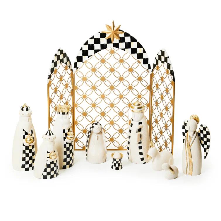 Courtly Check Black and White 10-Piece Mini Nativity Set