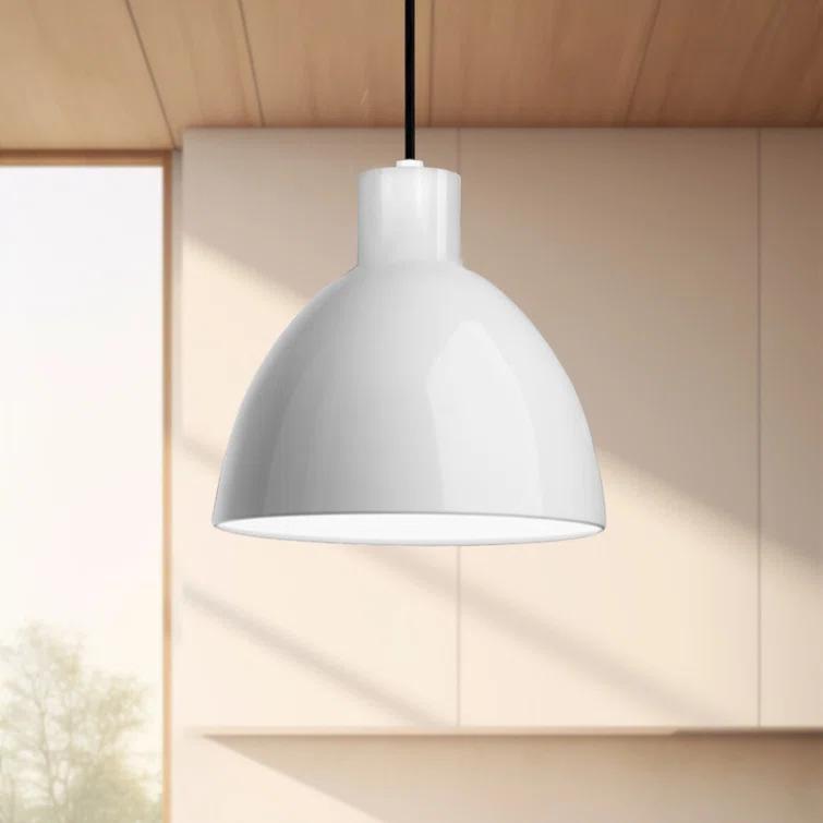 Glossy White LED Bowl Pendant Light