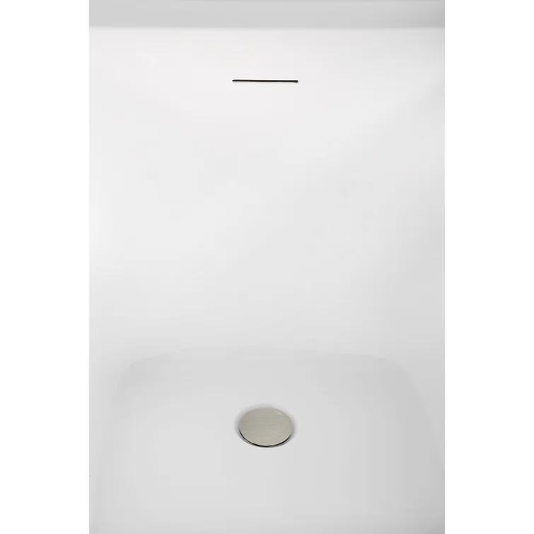 Streamline Bath 51" Streamline Soaking Glossy White Acrylic Freestanding Bathtub, Bamboo Tray, Drain B-520-244-BNK