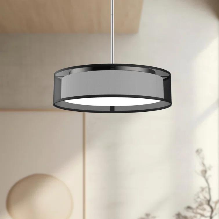 Dalton 16" Black Organza LED Pendant Light
