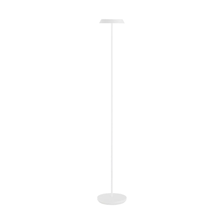 Matte White Outdoor Rechargeable LED Floor Lamp with Aluminum Shade