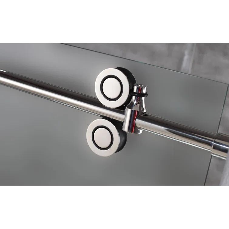 Langham XL 68" - 72" W x 32" D x 80" H Frameless Rectangle Sliding Shower Enclosure, Frosted Glass