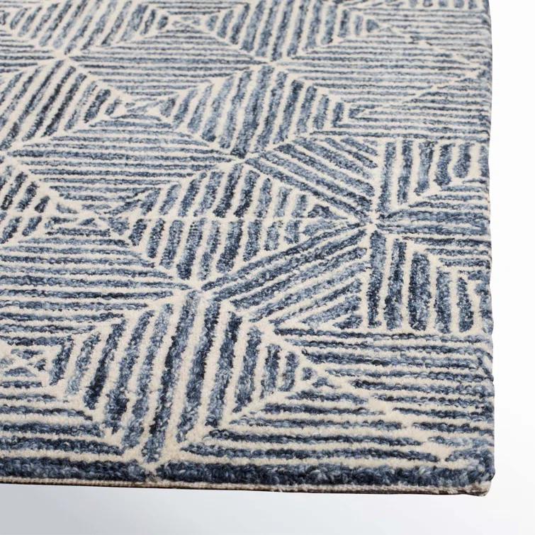 Linsly Handmade Blue/Ivory Rug
