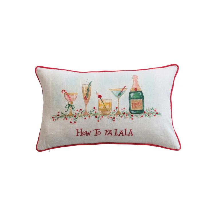 Festive Multicolor Cotton Lumbar Pillow with Embroidery