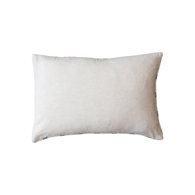 Festive Green and Red Plaid Cotton Lumbar Pillow