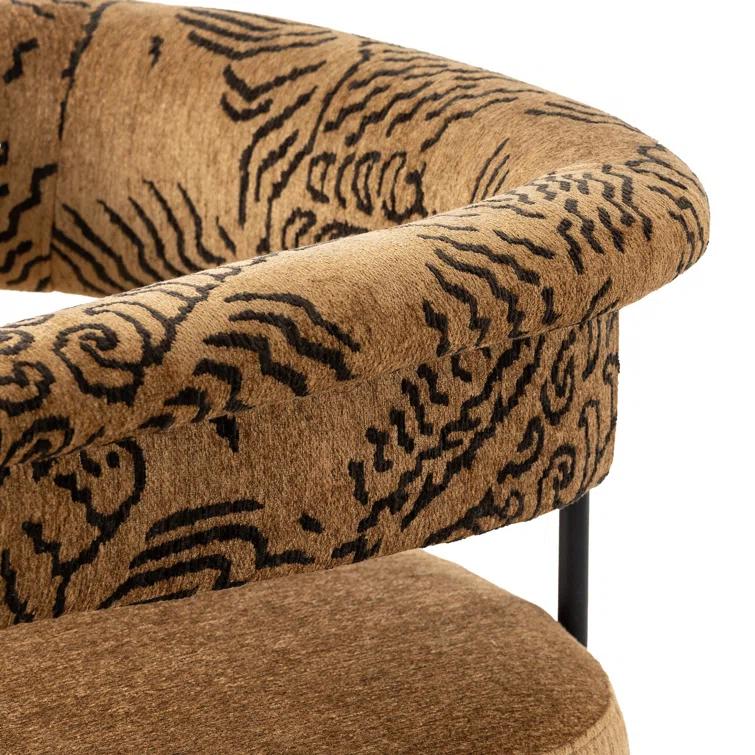 Camel Rayon Upholstered Counter Stool with Matte Black Metal Frame
