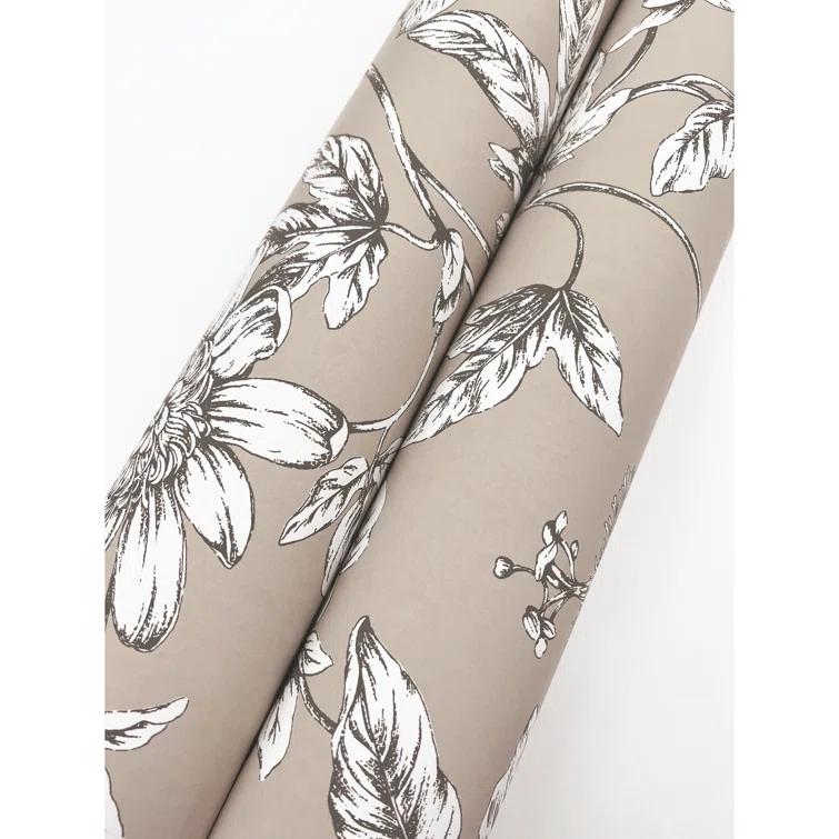 Passion Flower Toile Floral Wallpaper