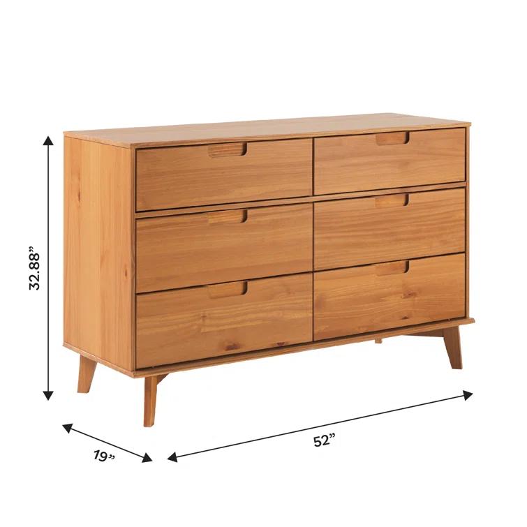 Yarber 6 Drawer Solid Wood Double Dresser