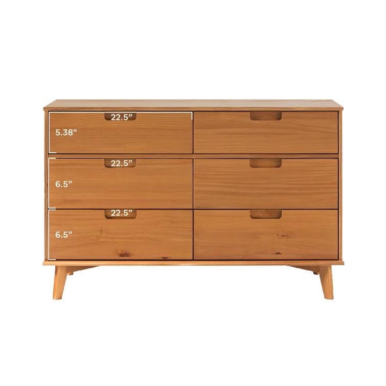 Yarber 6 Drawer Solid Wood Double Dresser