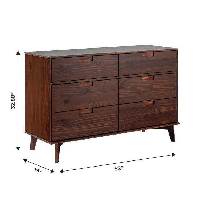 Yarber 6 Drawer Solid Wood Double Dresser
