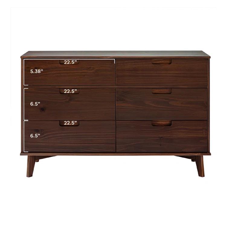 Yarber 6 Drawer Solid Wood Double Dresser