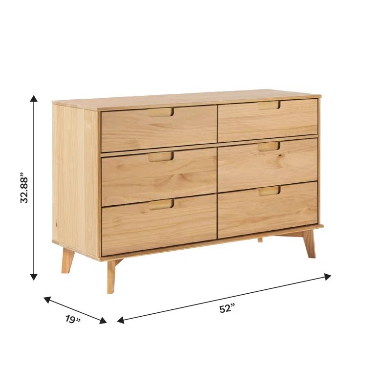Yarber 6 Drawer Solid Wood Double Dresser