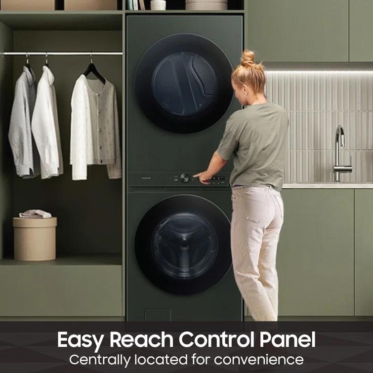 Samsung Samsung Bespoke AI Laundry Hub 4.6 cu. ft. Single Unit Washer and 7.6 cu. ft. Gas Dryer WH46DBH500GVA3