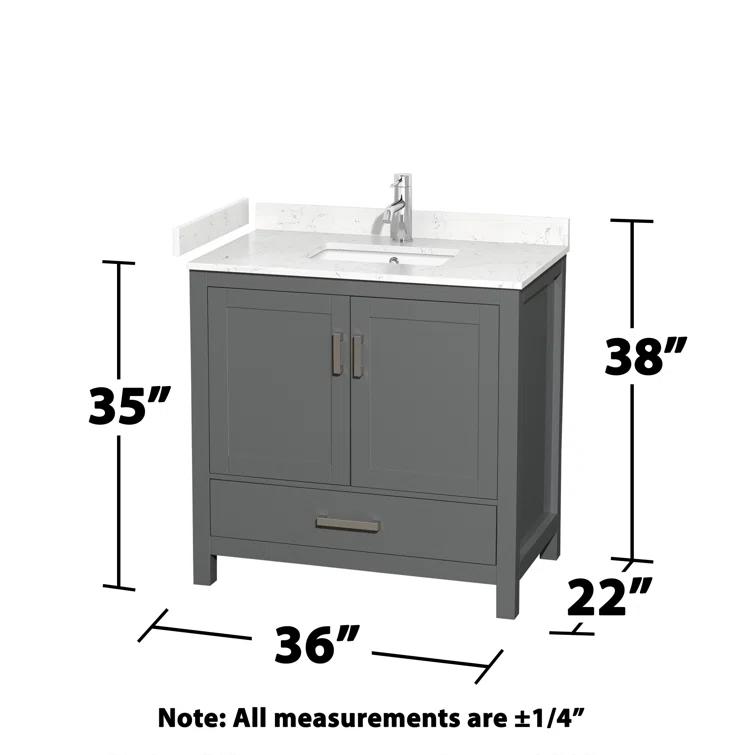 Wyndham Collection Sheffield 36" Metal Single Bathroom Vanity in Dark Gray