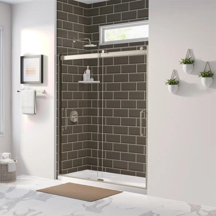Arelo 56" - 60" W x 72" H Semi-Frameless Shower Door