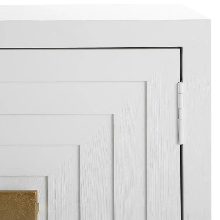 White and Brass Fir Wood Contemporary Accent Cabinet
