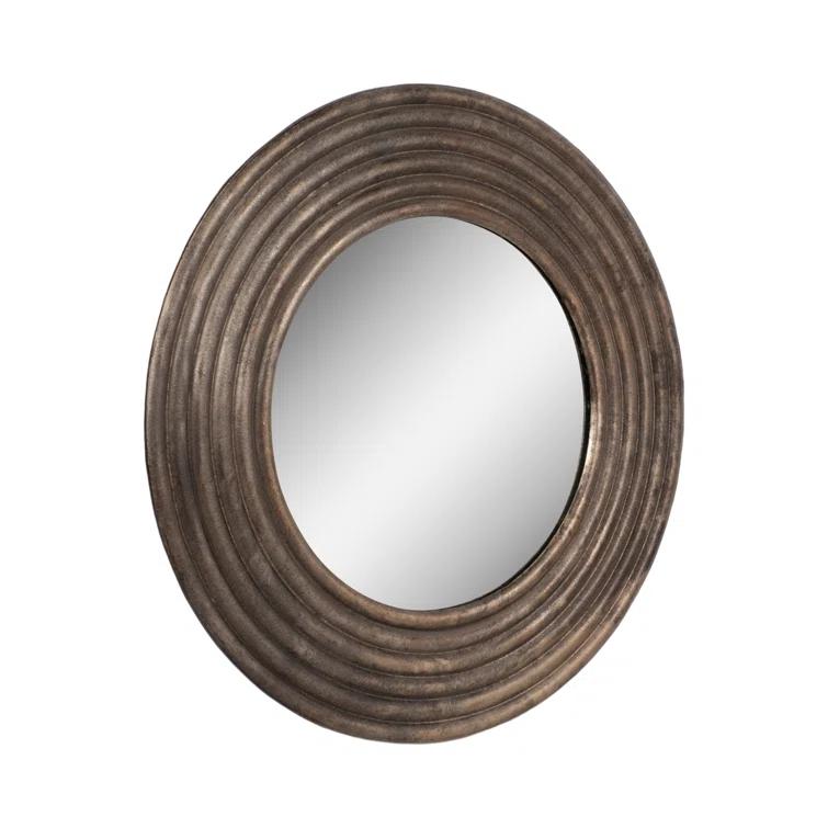 Round Bronze Metal Wall Mirror 40"